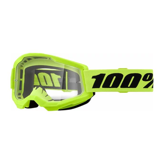 100% MX Goggles Strata 2 Neon Yellow Clear